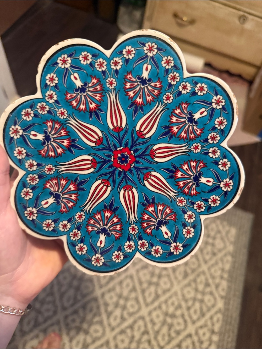 Pretty Turkish trivet vintage made in turkey